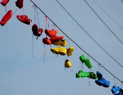 Shoe Tossing: Rainbow Coloured Shoes