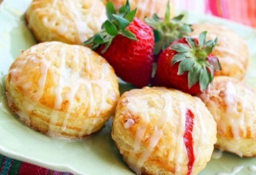 Fruit-Filled Puff Pastry Donuts with Lemon Glaze
