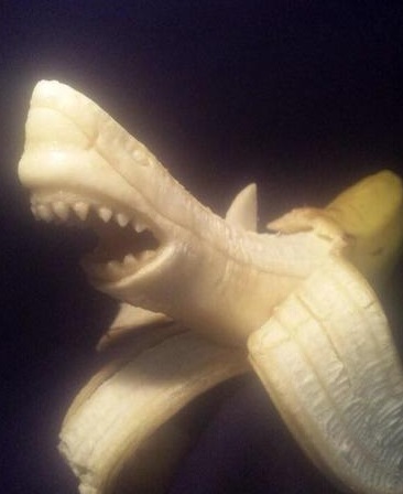 Photoshopped Banana Made to Look Like a Shark