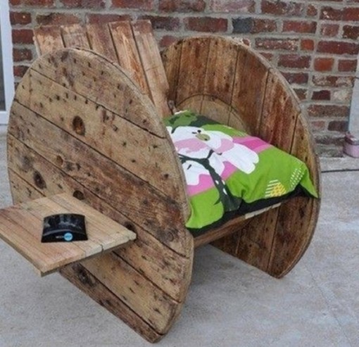 Wooden Cable Reel Used To Make a Chair
