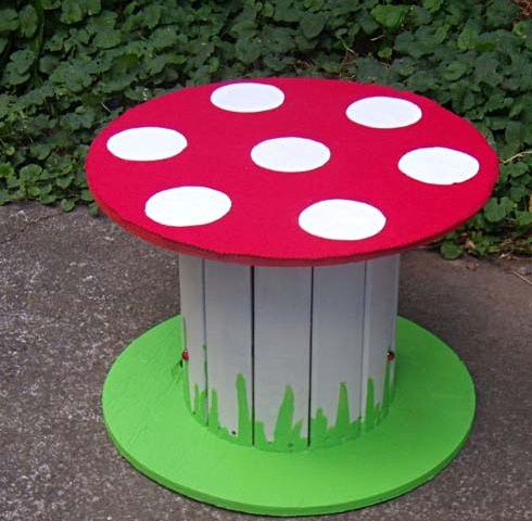 Wooden Cable Reel Used To Make a Toadstool