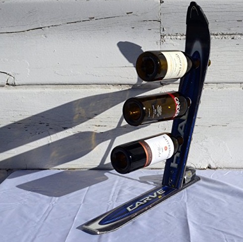 Snow Ski Transformed Into A Wine Bottle Holder