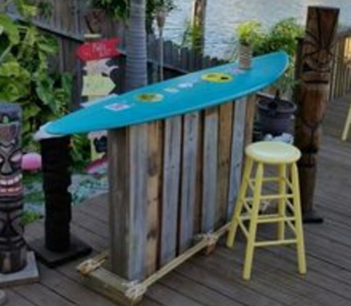 Surfboard Used To Make An Outdoor Bar