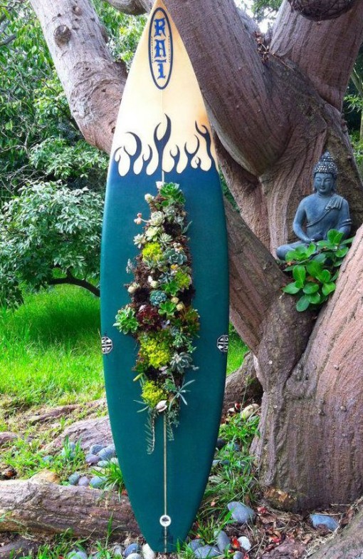 Surfboard Used To a Planter