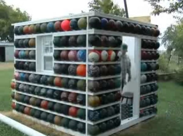 A Garden Shed Made From Bowling Balls