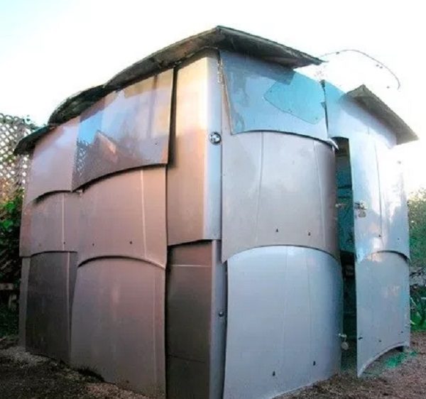 A Garden Shed Made From Car Bonnets
