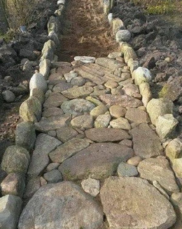 A Garden Path Made With Stone Rubble