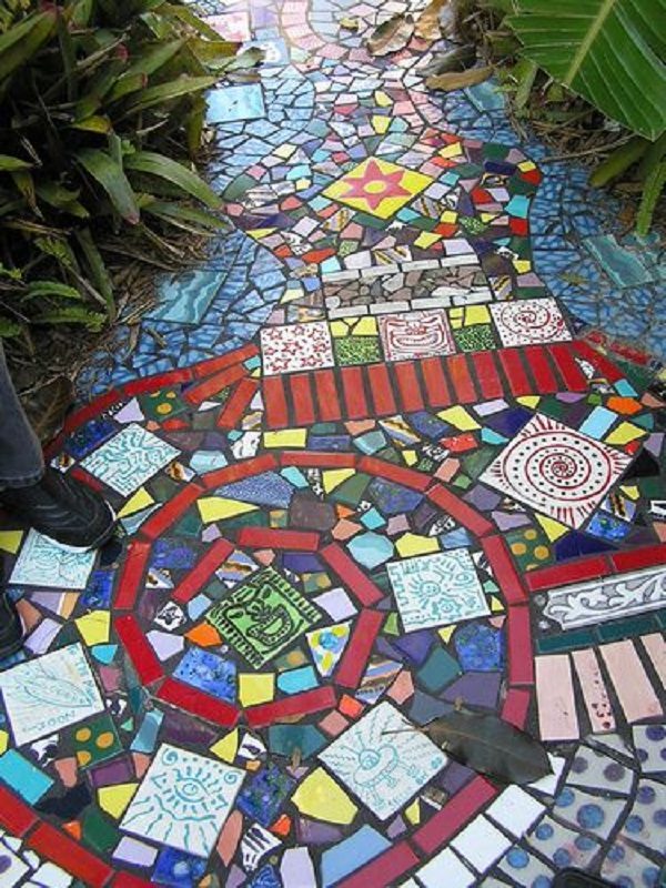 A Garden Path Made With Random Tiles