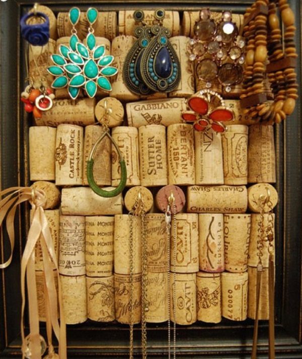 An Earring Holder Made From Corks