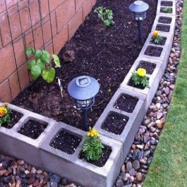 A Garden Border Made From Breeze Blocks