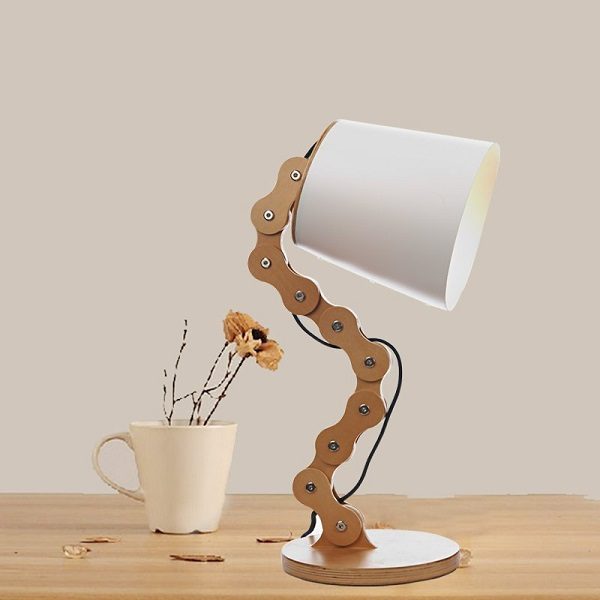 Wood Chain Bedside Posable Lamp