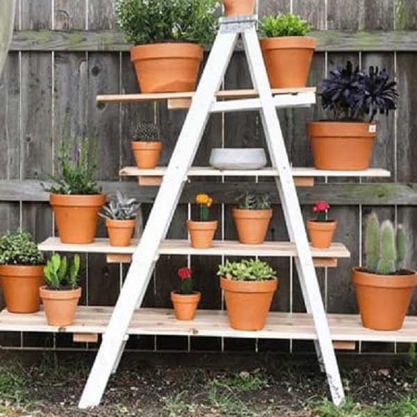 Metal Ladder Turned into Plant Stand