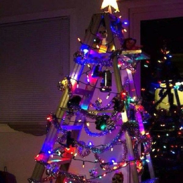 Metal Ladder Turned into a Christmas Tree