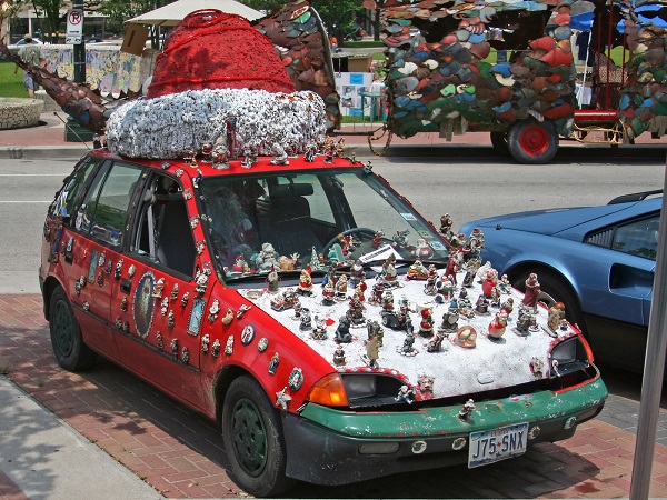 smart car santa hat