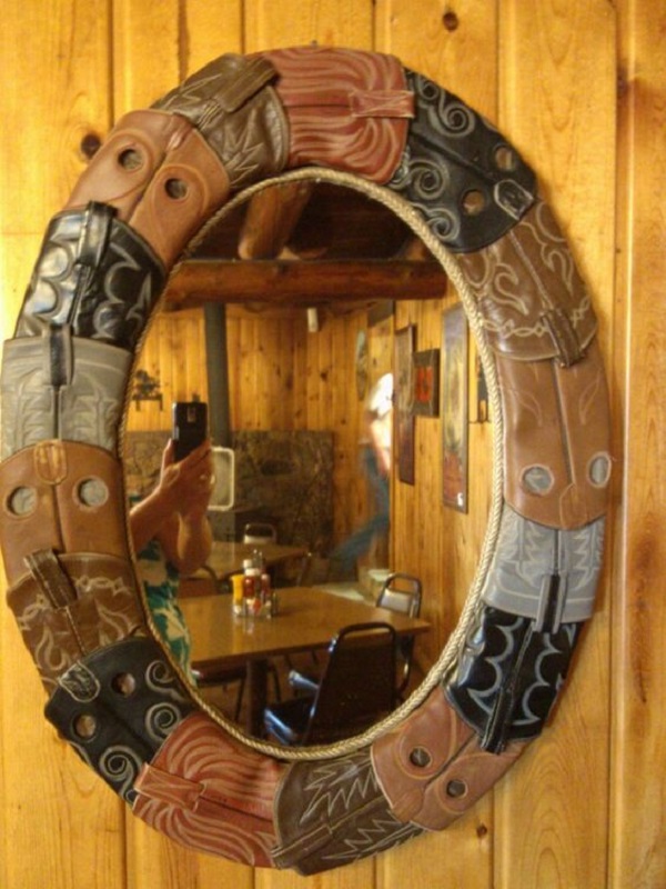 Mirror Frame Made With Old Shoes and Trainers