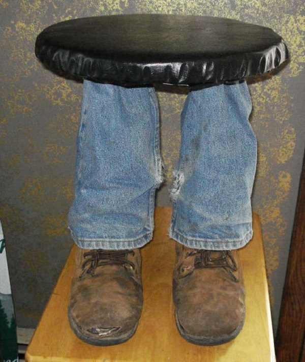 Foot Stool Made With Old Shoes and Trainers