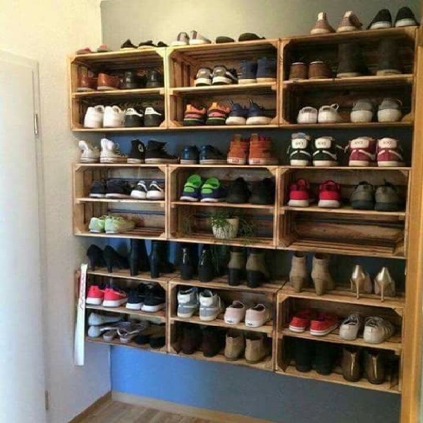 Wooden Crates Turned into a Shoe Holder (Shoe Organiser)