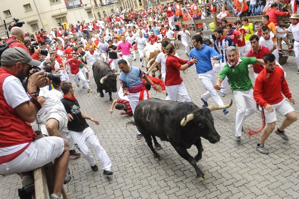 Pamplona, Spain, Running of the Bulls fiesta